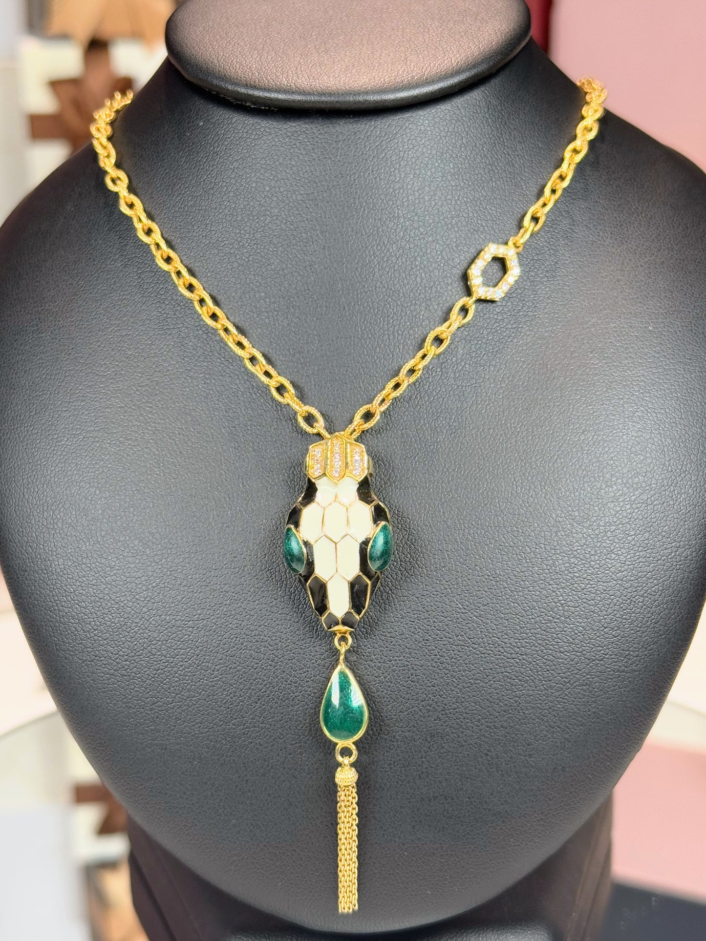 14k Yellow Gold Serpent Sautoir Necklace