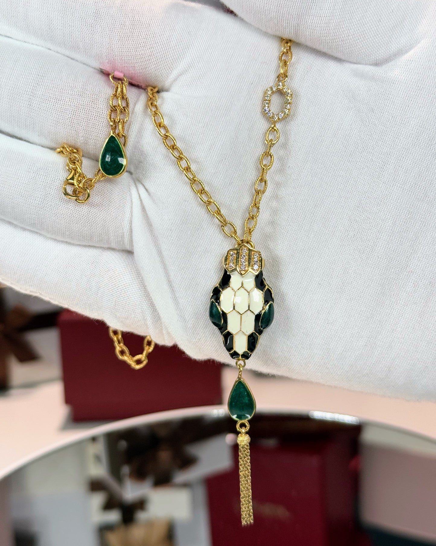 14k Yellow Gold Serpent Sautoir Necklace