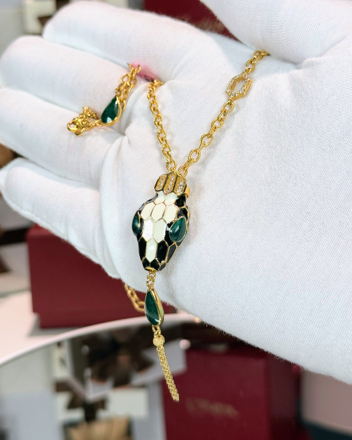 14k Yellow Gold Serpent Sautoir Necklace