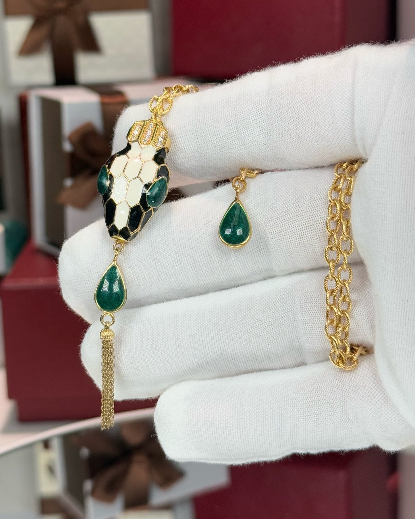 14k Yellow Gold Serpent Sautoir Necklace