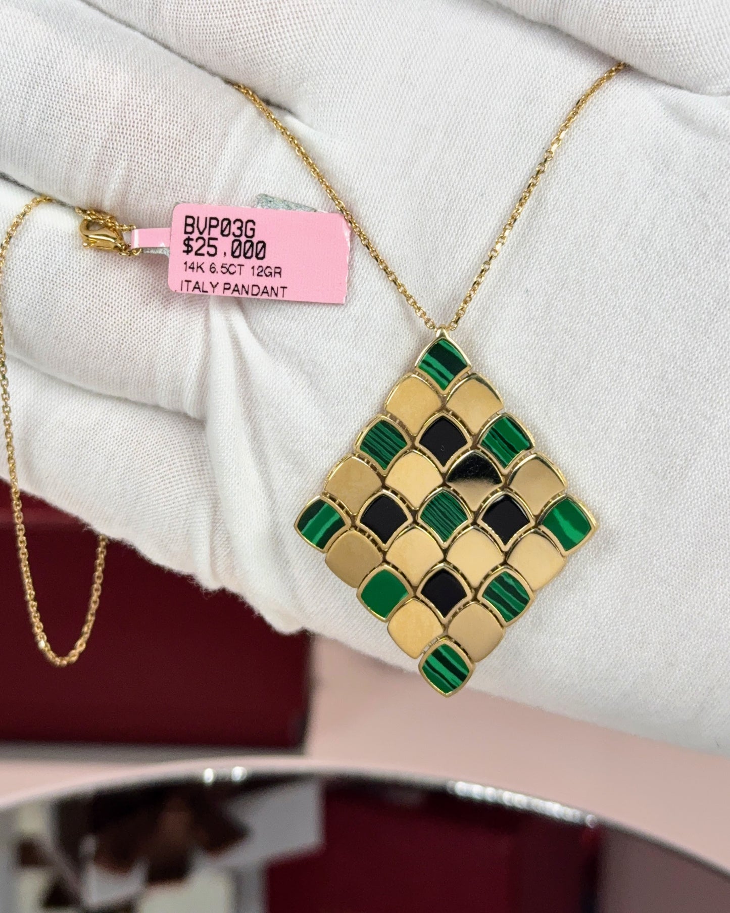 14k Yellow Gold Snake Scale Pendant Necklace