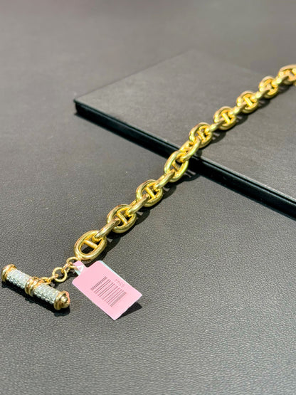 14k Yellow Gold Diamond Scroll Toggle Clasp Bracelet