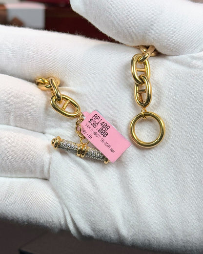 14k Yellow Gold Diamond Scroll Toggle Clasp Bracelet