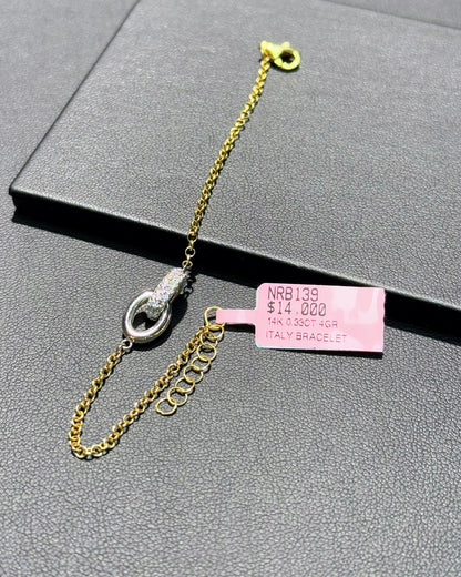 Interlocking Diamond Rings 14k Yellow Gold Bracelet