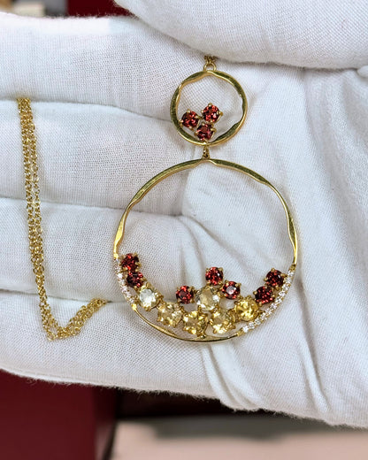18k Yellow Gold Colorstones Pendant Necklace