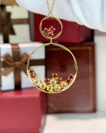 18k Yellow Gold Colorstones Pendant Necklace