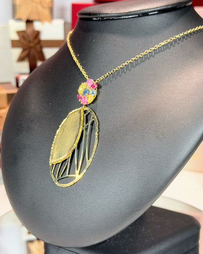 Colorful Sapphire 14k Yellow Gold Pendant Necklace