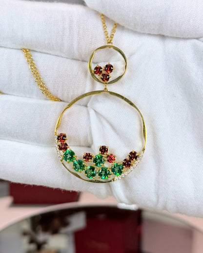 18k Yellow Gold Colorstones Pendant Necklace