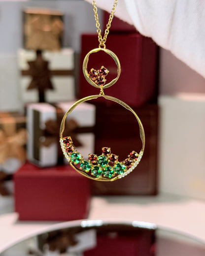 18k Yellow Gold Colorstones Pendant Necklace