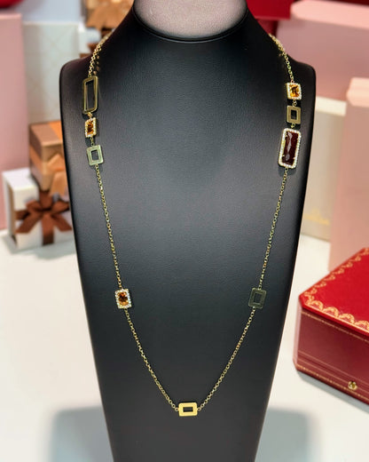14k Yellow Gold Citrine Station Necklace