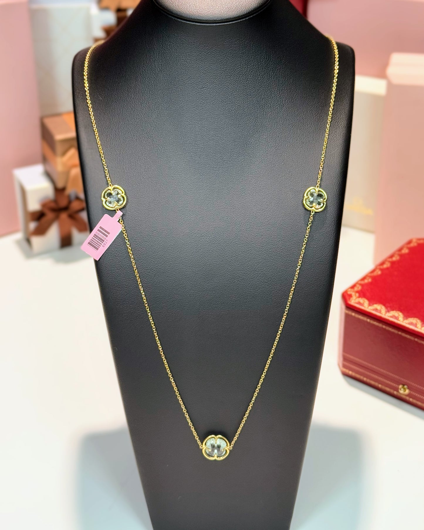 14k Yellow Gold Flower Sation Necklace
