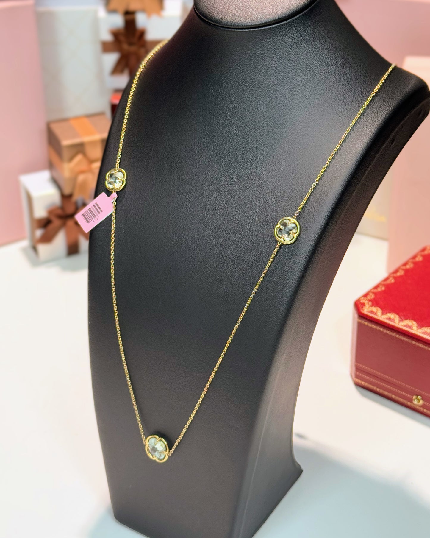 14k Yellow Gold Flower Sation Necklace