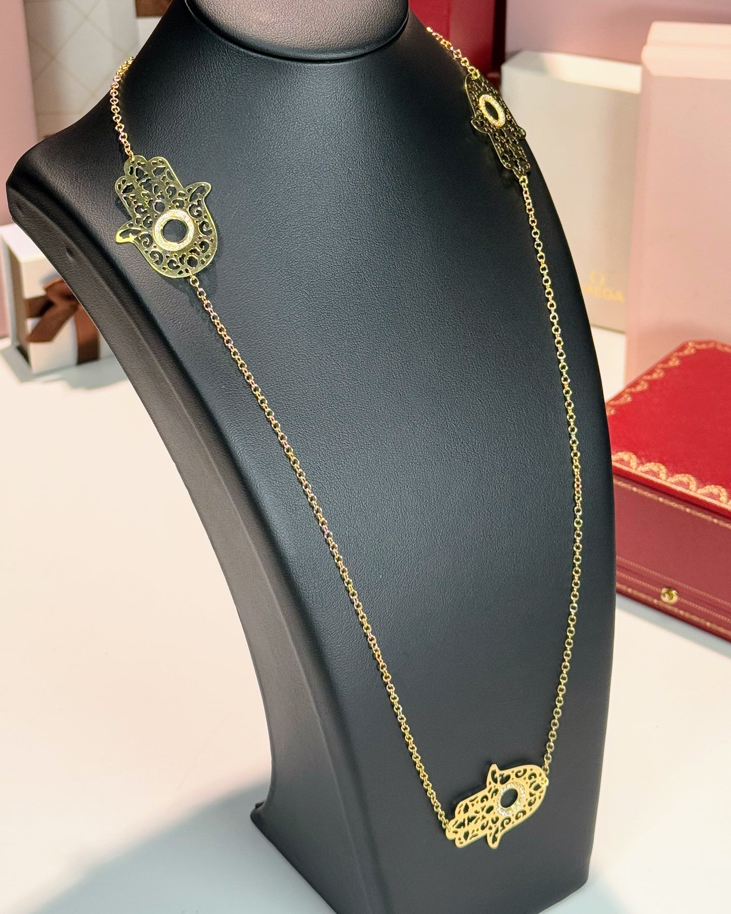 14k Yellow Gold Hand Station Necklace