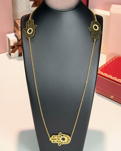 14k Yellow Gold Hand Station Necklace