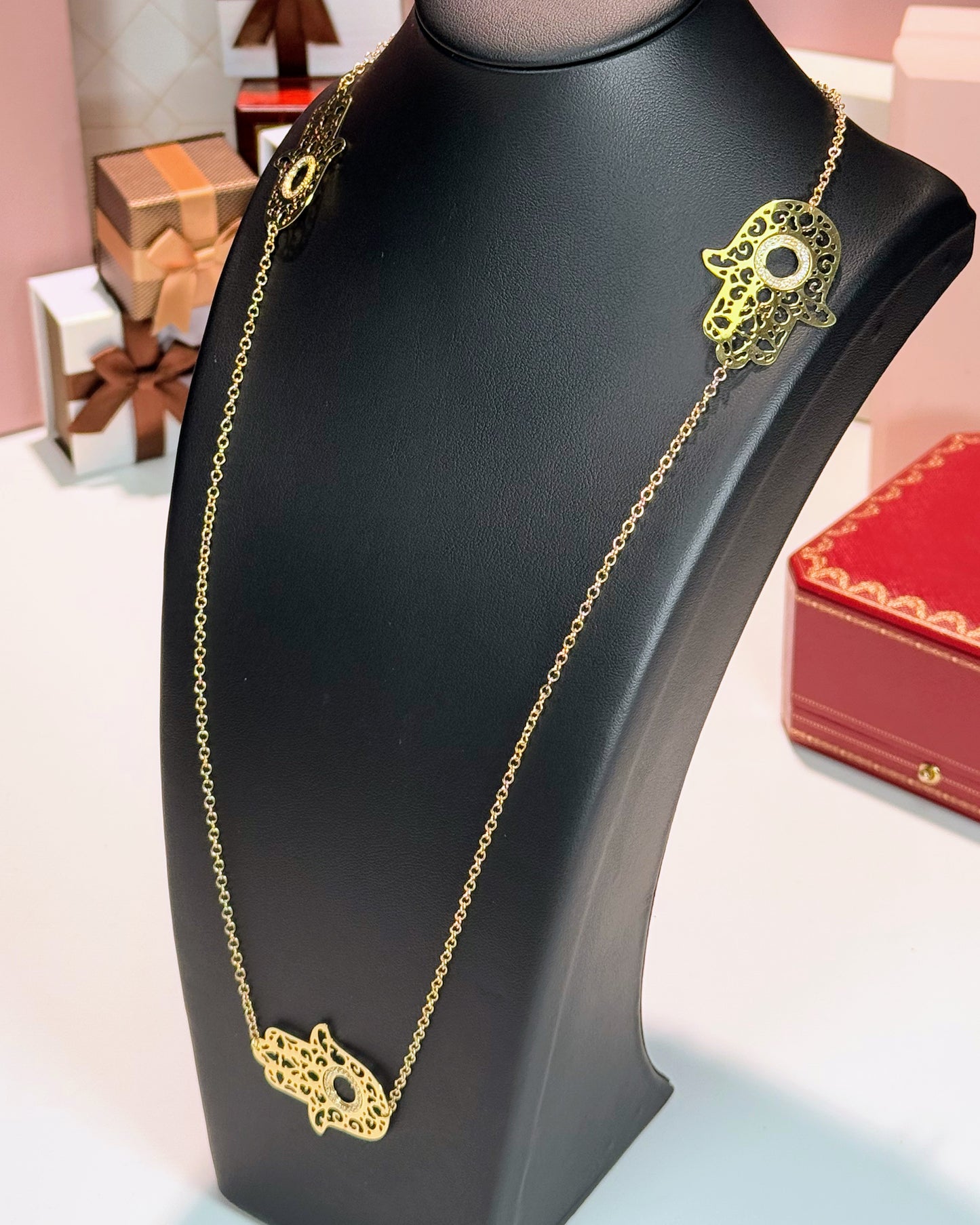 14k Yellow Gold Hand Station Necklace