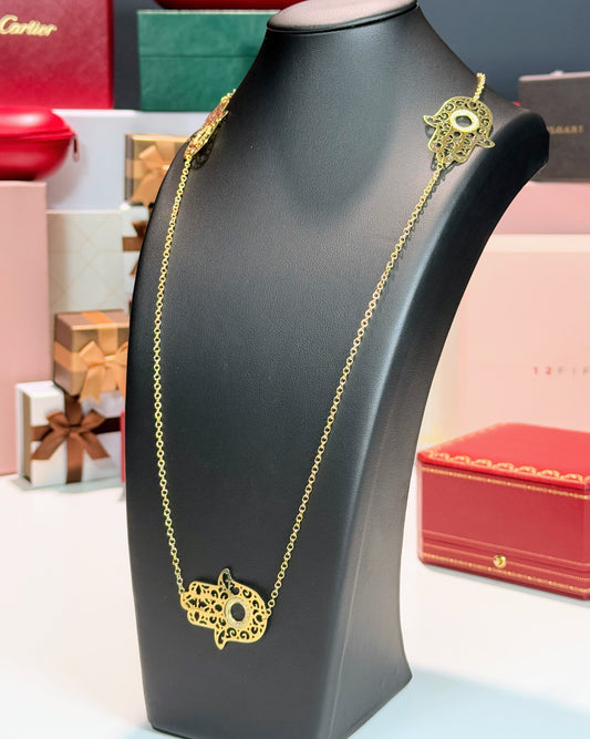 14k Yellow Gold Hand Station Necklace