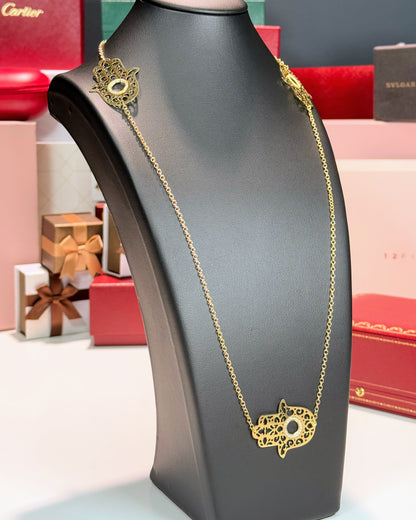 14k Yellow Gold Hand Station Necklace