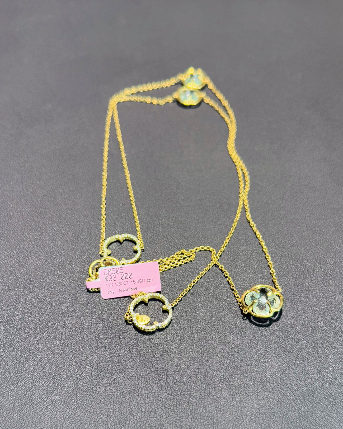14k Yellow Gold Flower Sation Necklace