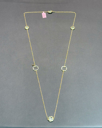 14k Yellow Gold Flower Sation Necklace