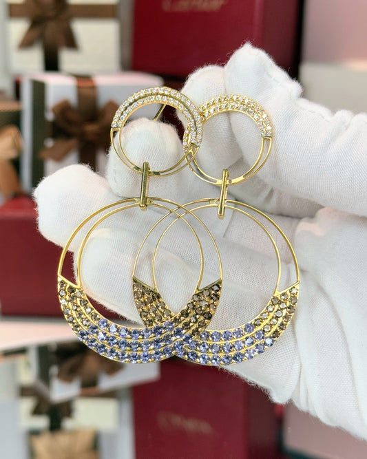 Colorstones 14k Yellow Gold Hoop Earrings