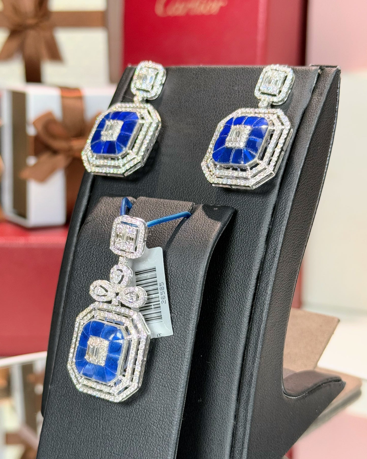 Invisible Setting Sapphire and Diamond 14k White Gold Pendant