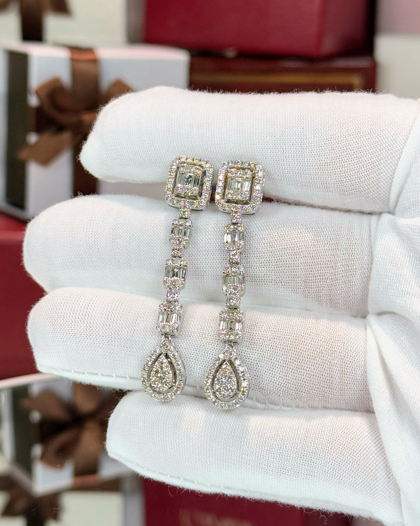 14k White Gold Diamond Earrings