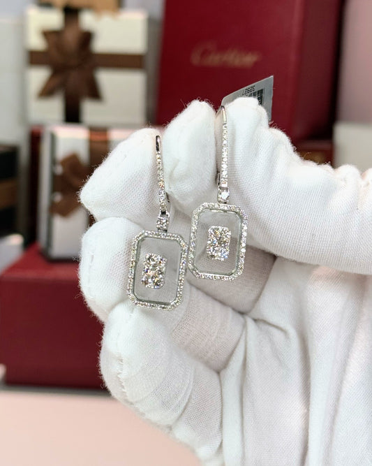 14k White Gold Glass Diamond Earring