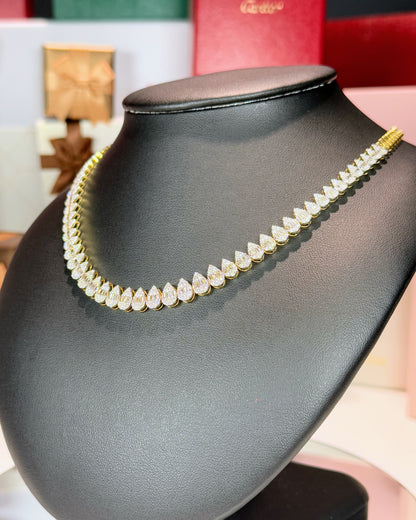 14k Yellow Gold Raindrop Tennis Necklace
