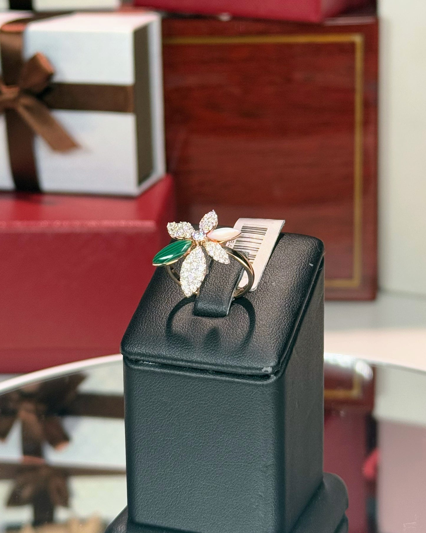 14k Rose Gold Diamond Flower Ring