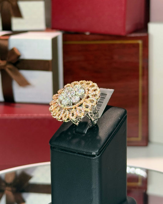 14k White Gold Diamond Sunflower Ring
