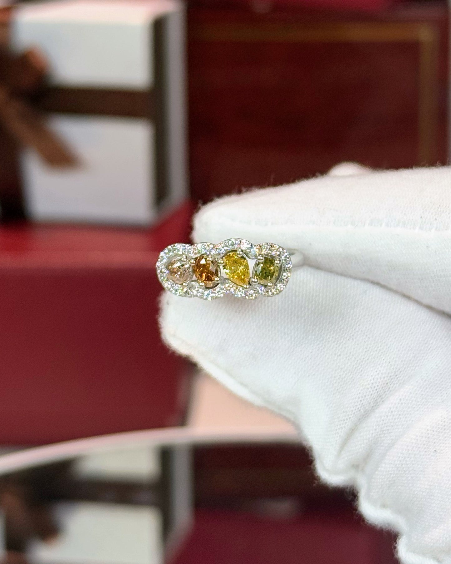Fancy Color Diamonds 14k White Gold Ring