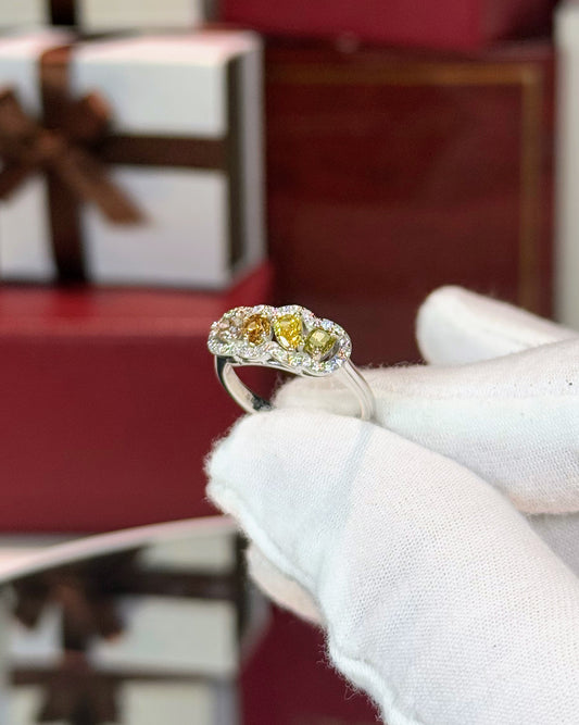 Fancy Color Diamonds 14k White Gold Ring