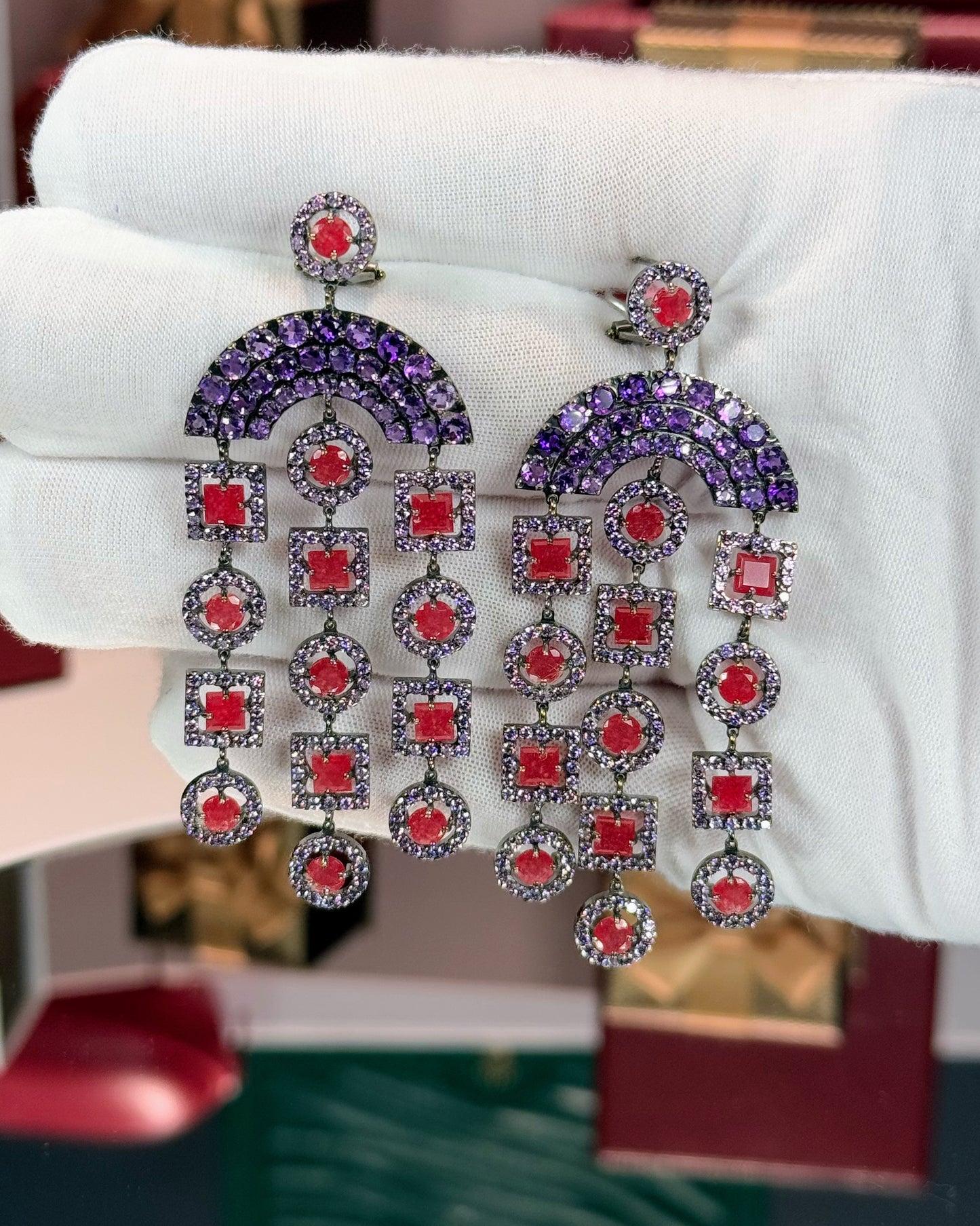 14k Black Gold Chandelier Earrings