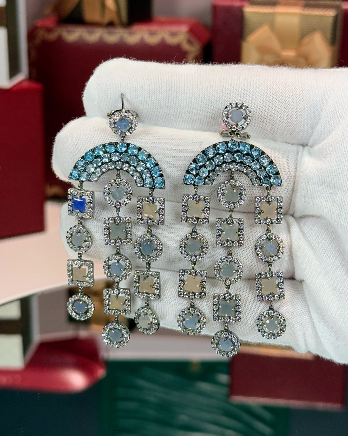 14k Black Gold Chandelier Earrings
