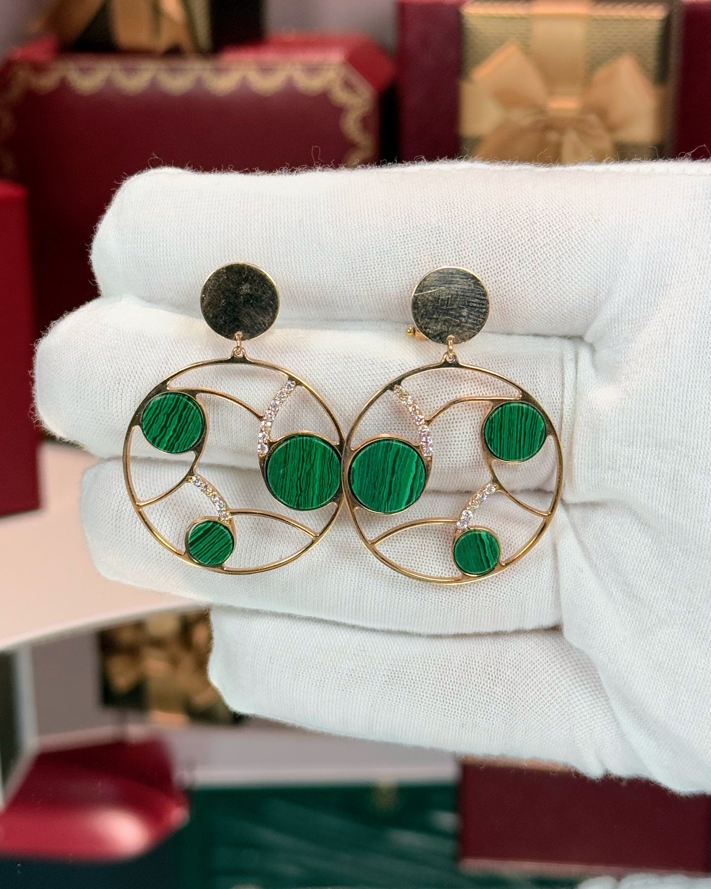 14k Yellow Gold Circle Drop Earrings