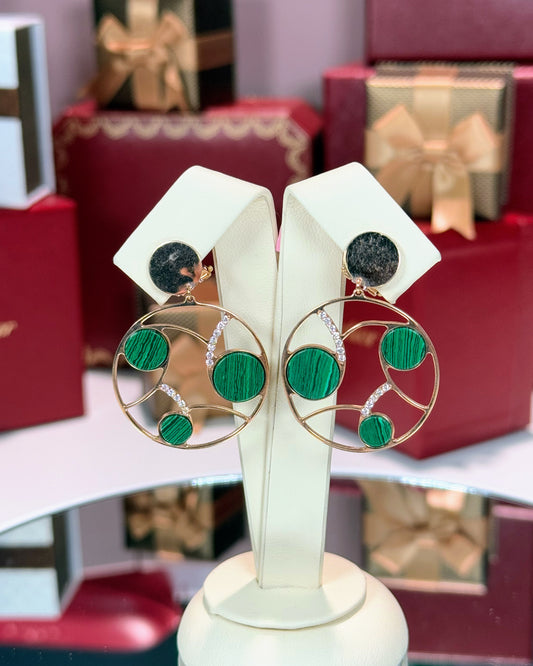 14k Yellow Gold Circle Drop Earrings