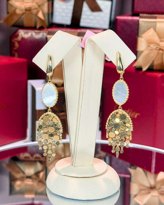 14k Yellow Gold Mother of Pearl Earrings