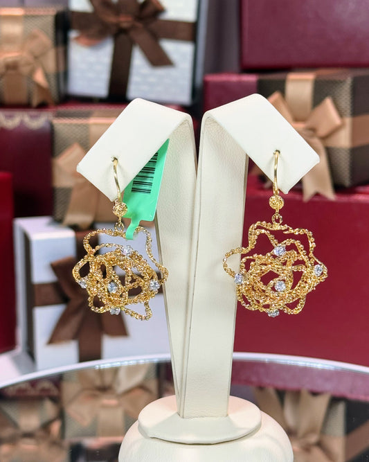 18k Yellow Gold Flower Earrings