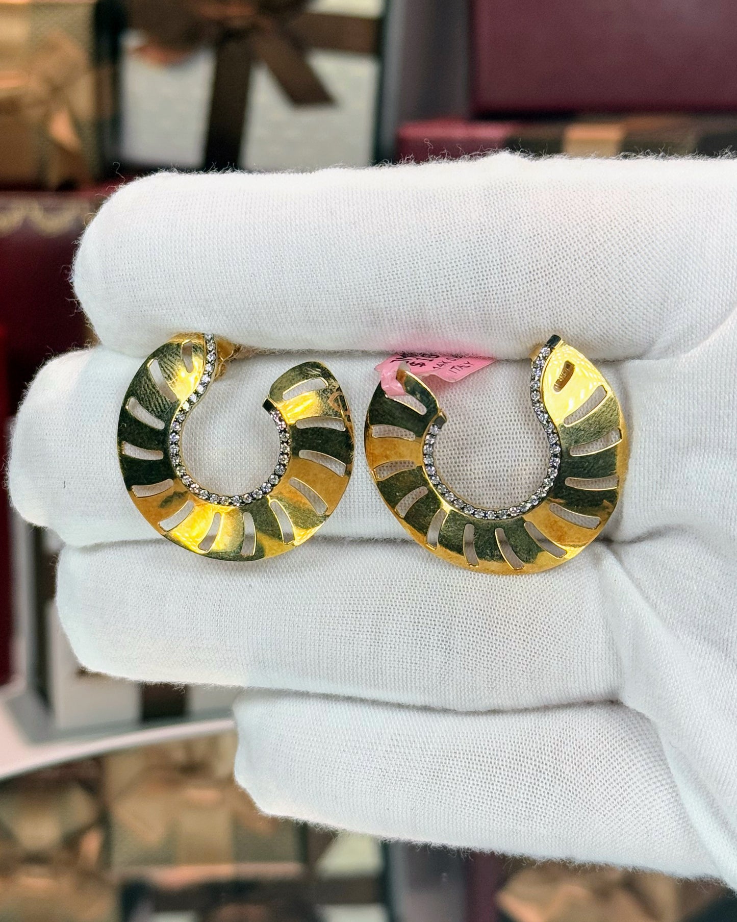 14k Yellow Gold Diamond Earrings