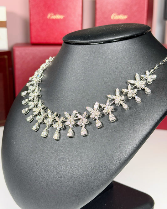 Butterfly Design 14k White Gold Diamond Necklace