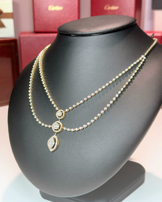 14k Yellow Gold Diamond Princess Necklace