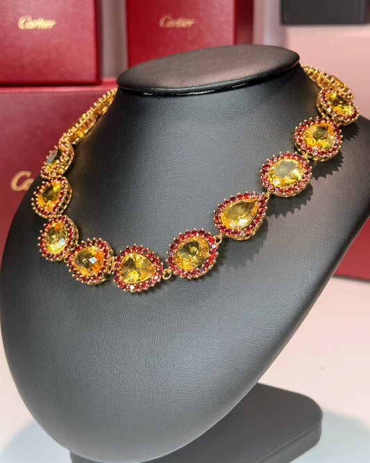 18k Yellow Gold Citrine Riviere Necklace