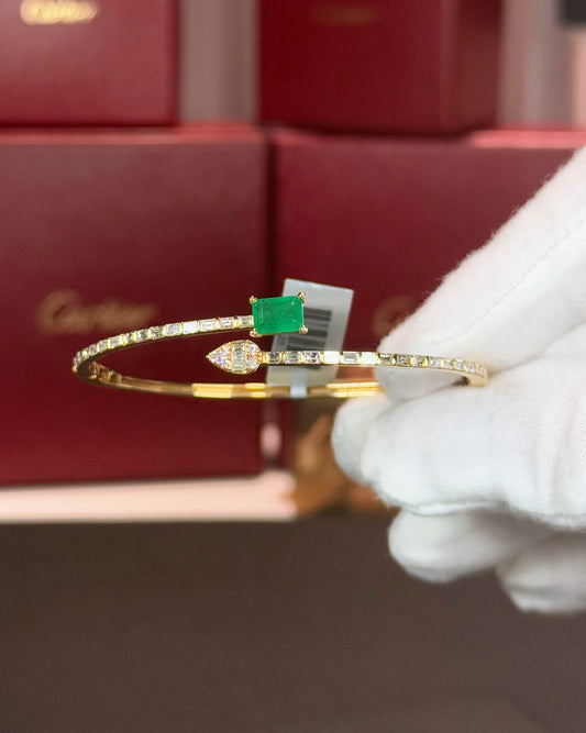 Emerald and Diamond Serpent Warp Bangle