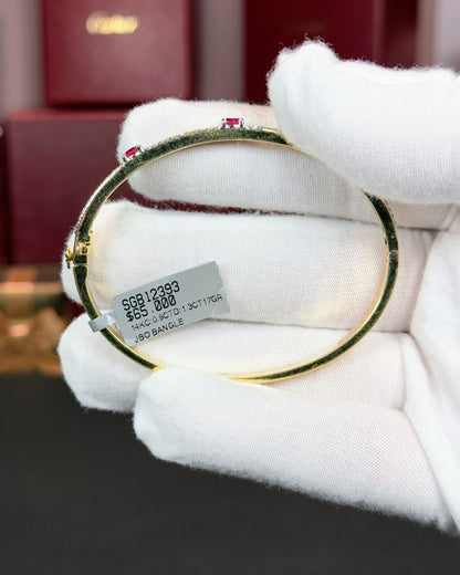 14k Yellow Gold Ruby and Diamond Bangle