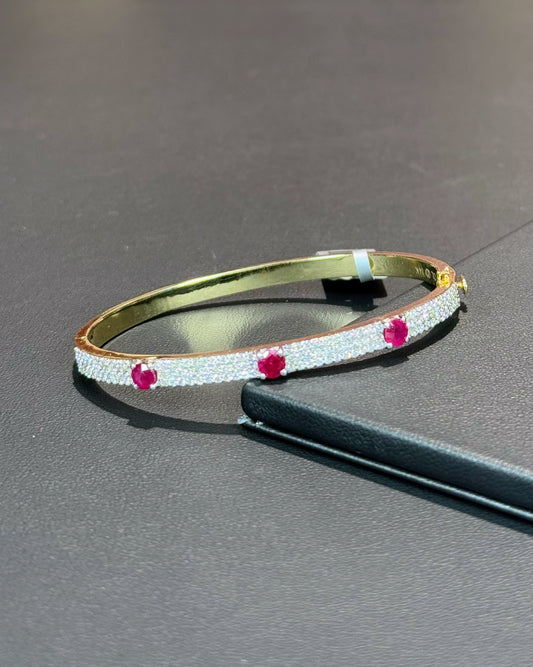 14k Yellow Gold Ruby and Diamond Bangle