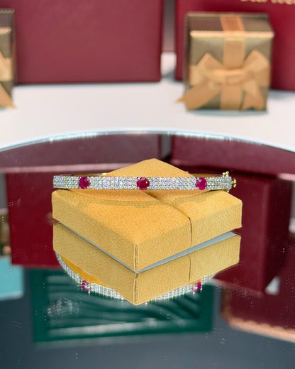 14k Yellow Gold Ruby and Diamond Bangle