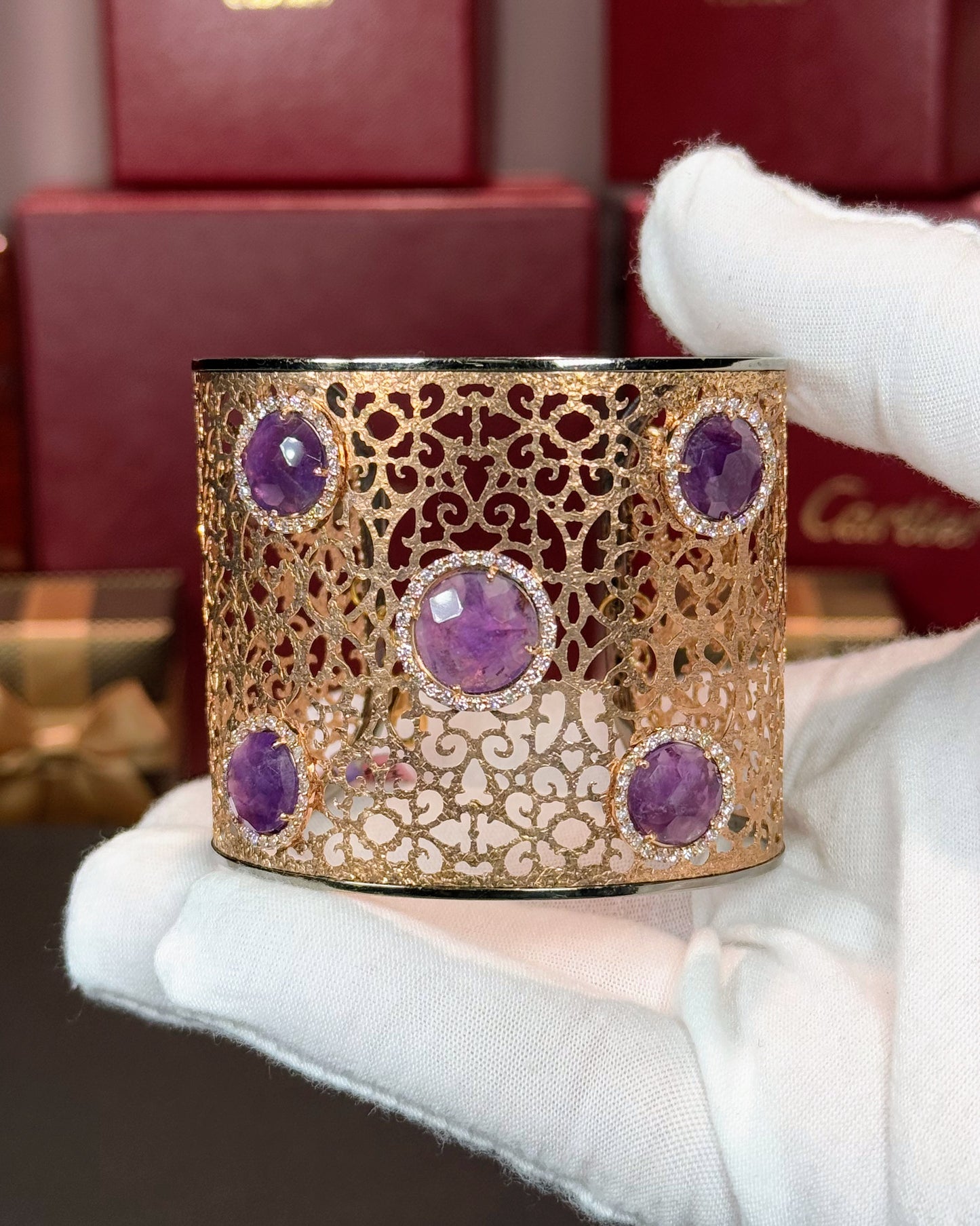 14k Rose Gold Amethyst Halo Waistband