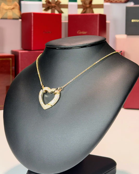 14k Yellow Gold Heart Diamond Pendant Necklace