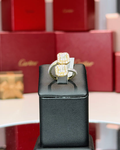 14k Yellow Gold Diamond Cluster Bypass Ring