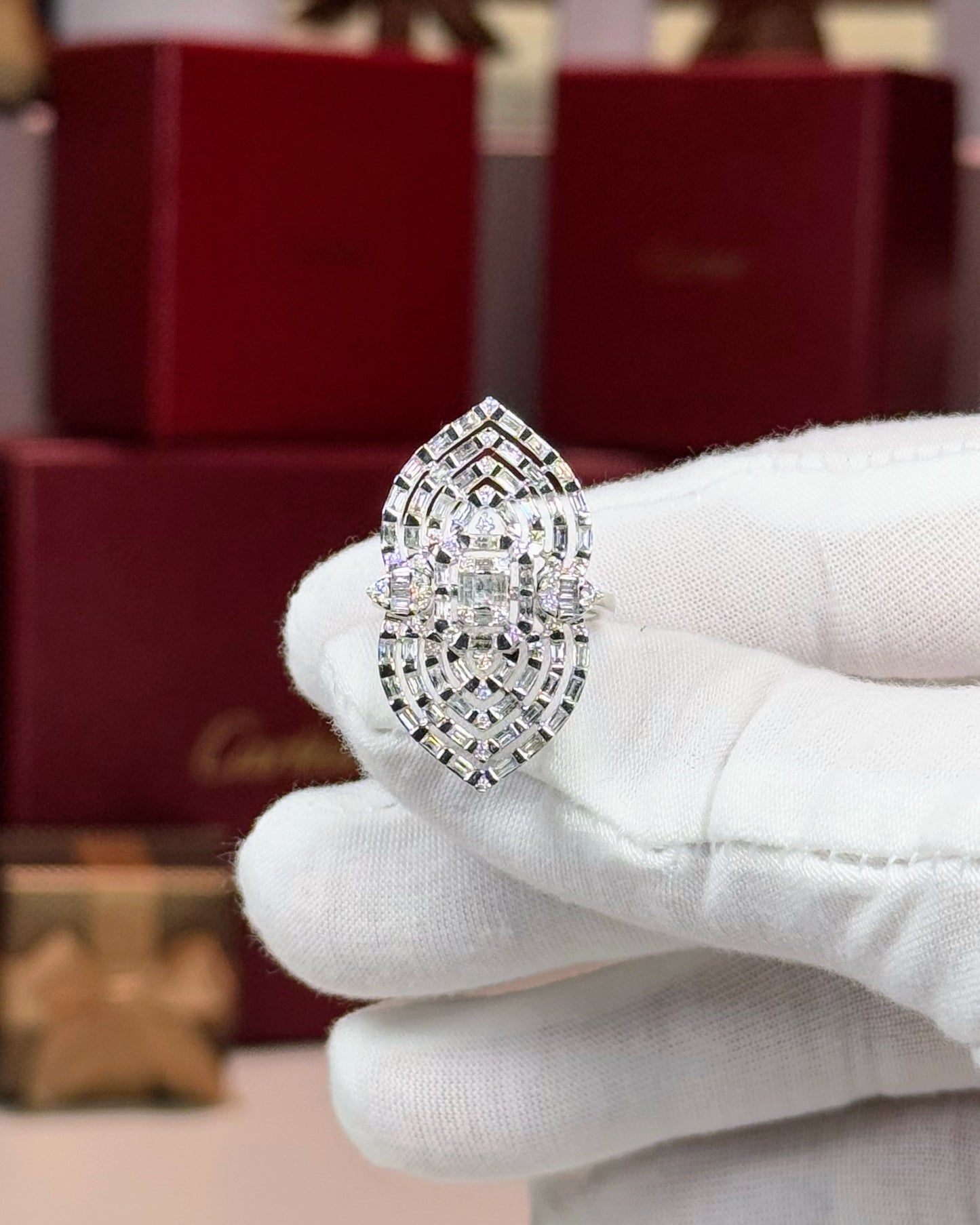 14k White Gold Baguette Diamond Ring